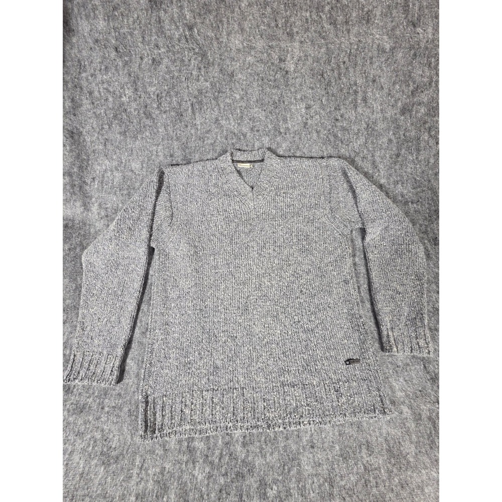 Part Two Womens XL Grey Marled Wool Alpaca Blend V Neck Chunky Sweater